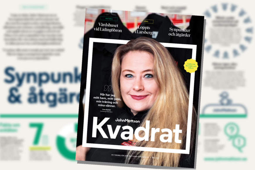 Omslaget till John Mattsons kundtidning Kvadrat, nummer 1 år 2018.