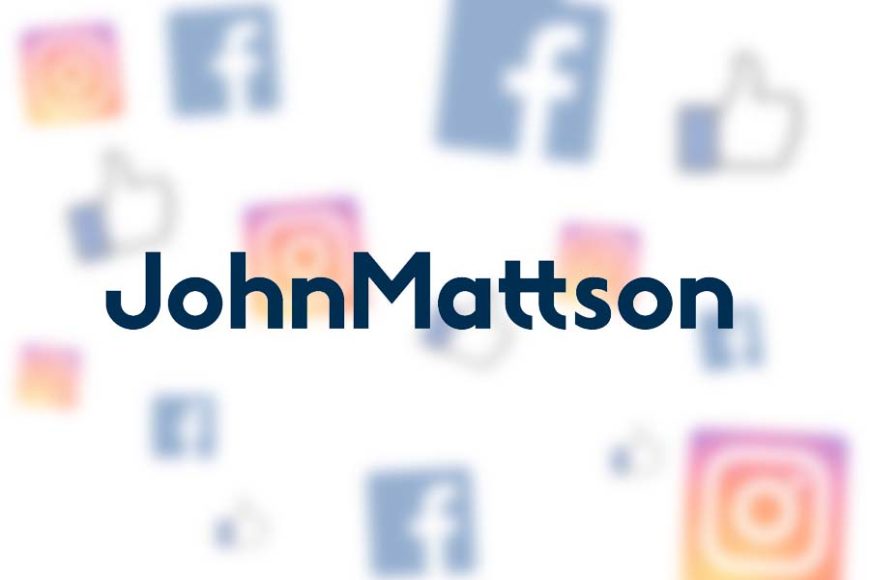 John Mattsons logotyp tillsammans med logotyper för Facebook och Instagram.