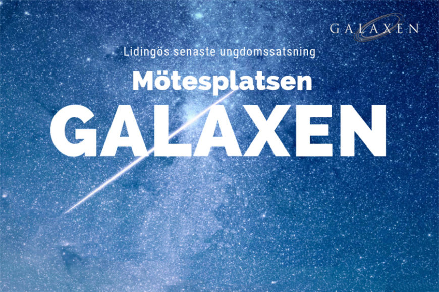 Logotyp för ungdomsverksamheten Galaxen i Larsberg på Lidingö.